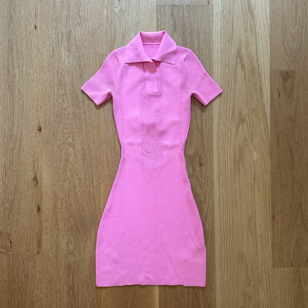 JACQUEMUS Ribbed-knit mini dress with open back, Size 32/XS